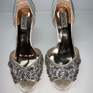 Badgley Mischka satin jeweled pump 8 bridal